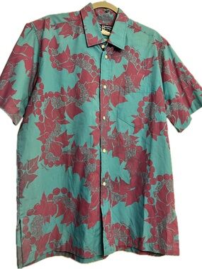 Allan James Kukui Print Aloha Shirt in Sky Blue & Berry Purple